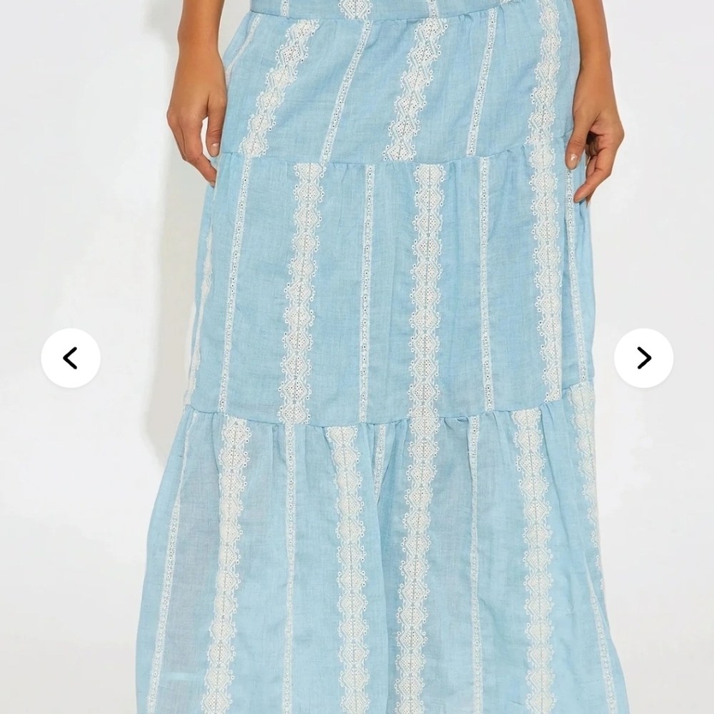 Embroidered Tiered Maxi Skirt